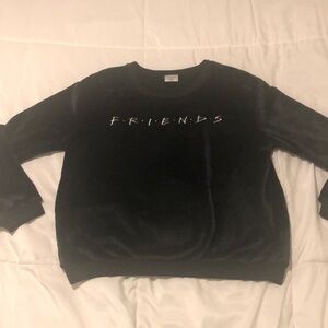 Friends black soft velour feel black sweater